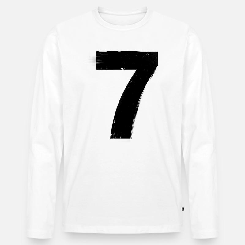 Verblasste Sieben Glyph - Männer Premium Bio Langarmshirt - Weiß