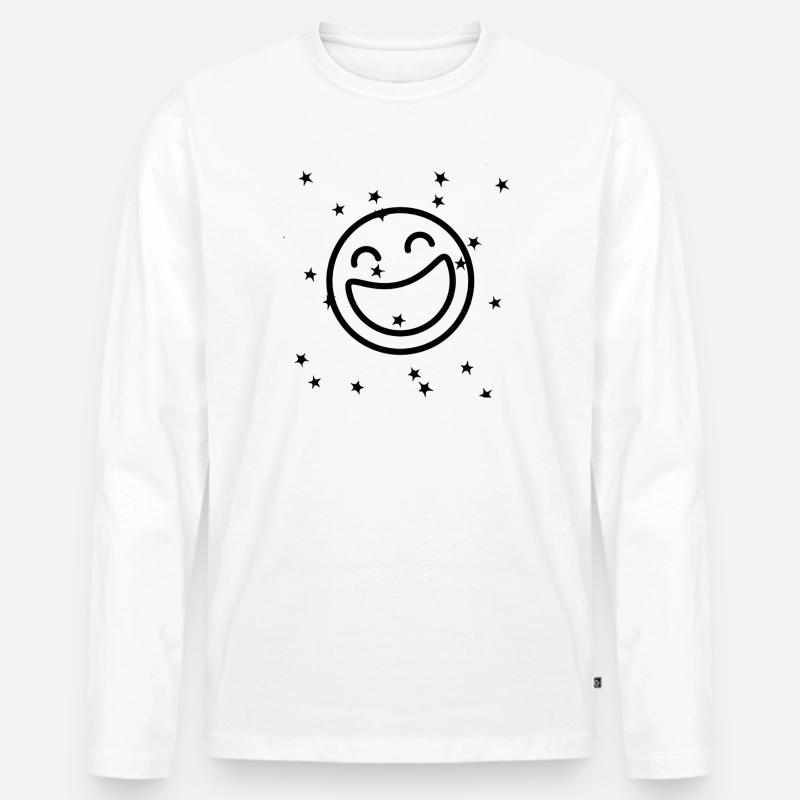 Emo Joy - Männer Premium Bio Langarmshirt - Weiß