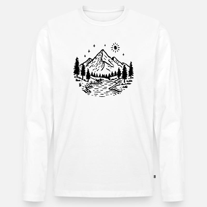 Berge Landschaft Wald - Männer Premium Bio Langarmshirt - Weiß