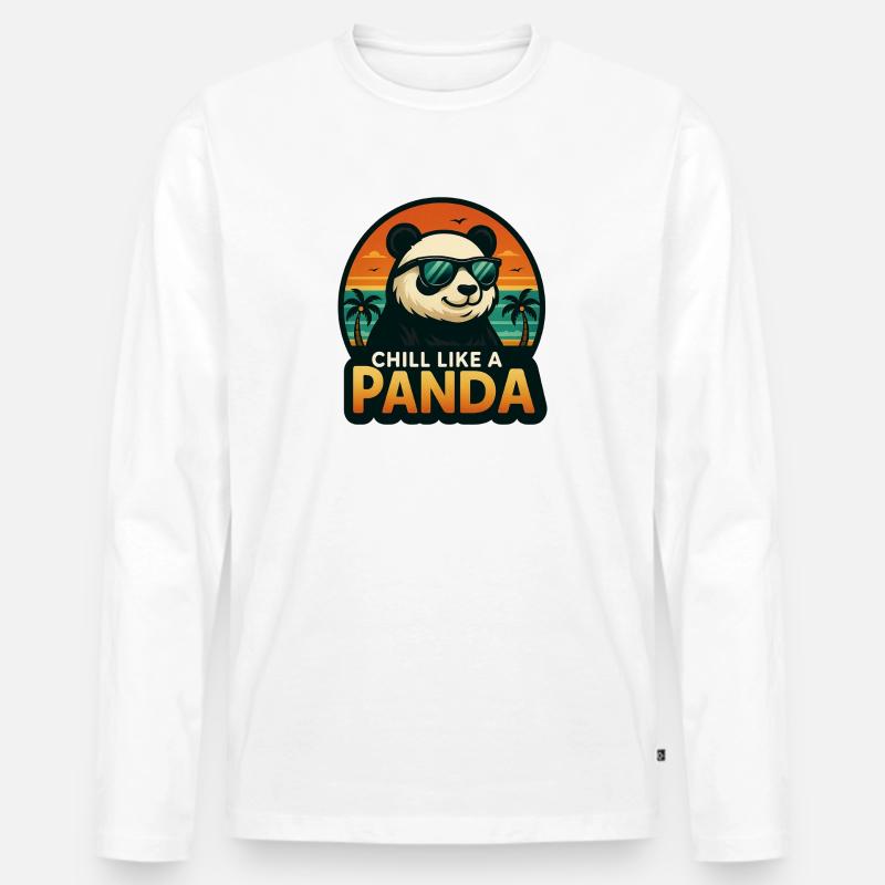 Chill wie ein Panda - Männer Premium Bio Langarmshirt - Weiß