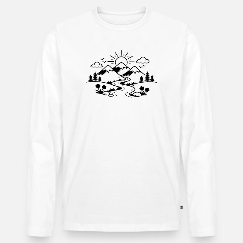 Berge Landschaft - Männer Premium Bio Langarmshirt - Weiß