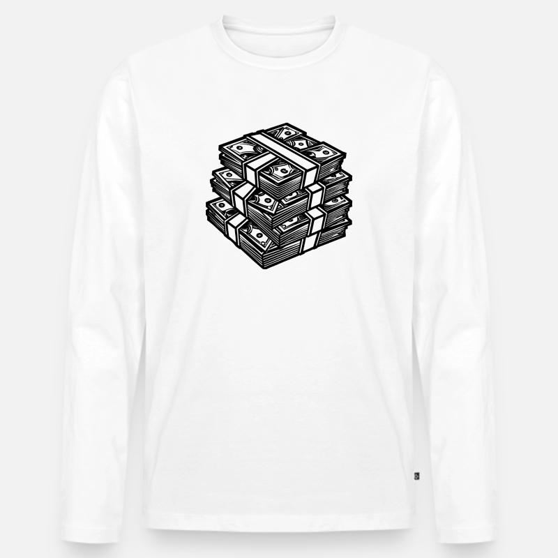 Großer Geldstapel - Männer Premium Bio Langarmshirt - Weiß
