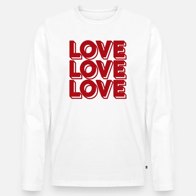 Retro Love Typografie - Männer Premium Bio Langarmshirt - Weiß