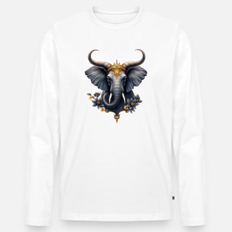 Kaiserliche Elefantenblaue Blume - Männer Premium Bio Langarmshirt - Weiß