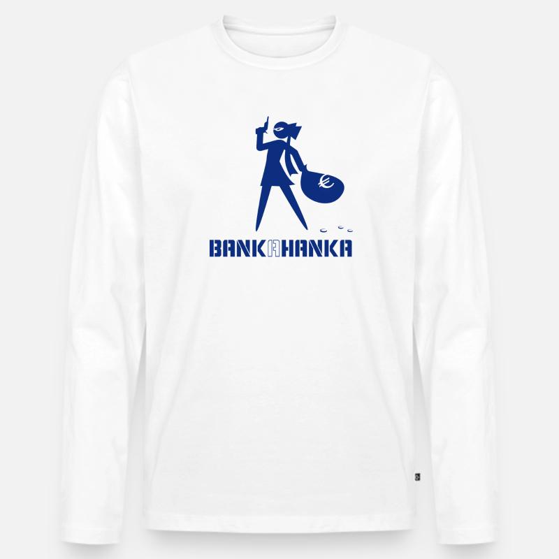 BANK A HANKA - blue - - Männer Premium Bio Langarmshirt - Weiß