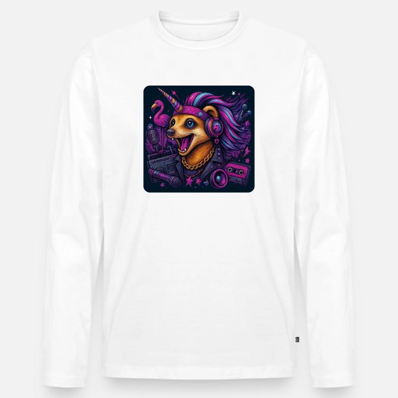 Einhorn Erdmännchen Party - Männer Premium Bio Langarmshirt - Weiß