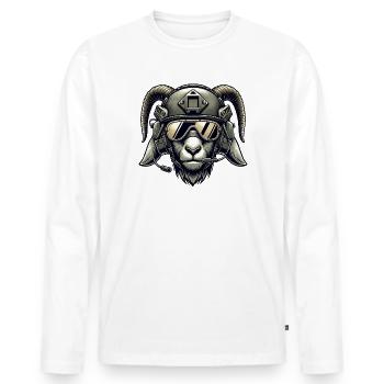 Chèvre en mission - T-shirt manches longues Premium bio Homme - blanc - Devant - Nico (187cm)