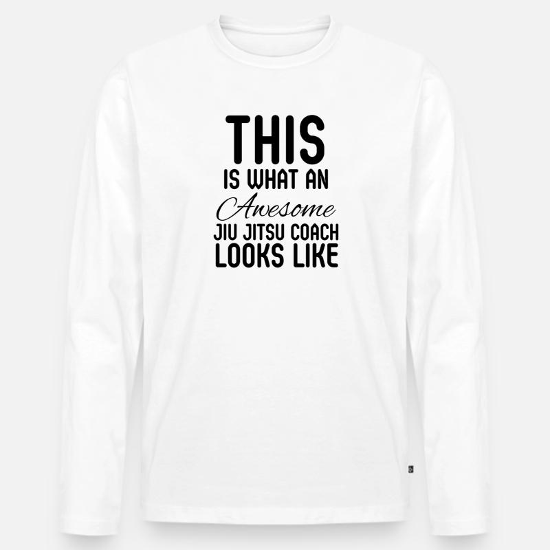 Awesome Jiu Jitsu Coach - Männer Premium Bio Langarmshirt - Weiß