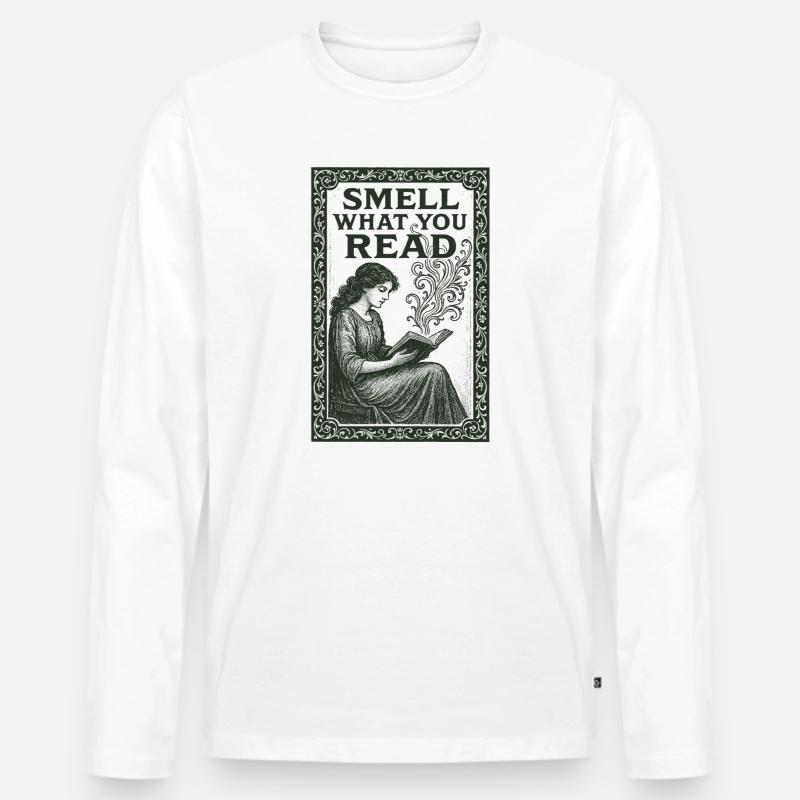 Riech was du liest | Büchergeruch - Männer Premium Bio Langarmshirt - Weiß