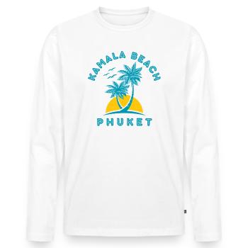 Kamala Beach Phuket Sonnenuntergangspalme - Männer Premium Bio Langarmshirt - Weiß - Vorne - Nico (187cm)