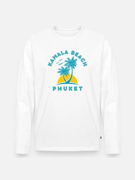 Kamala Beach Phuket Sunset Palm - Men's Premium Organic Long Sleeve Shirt - white