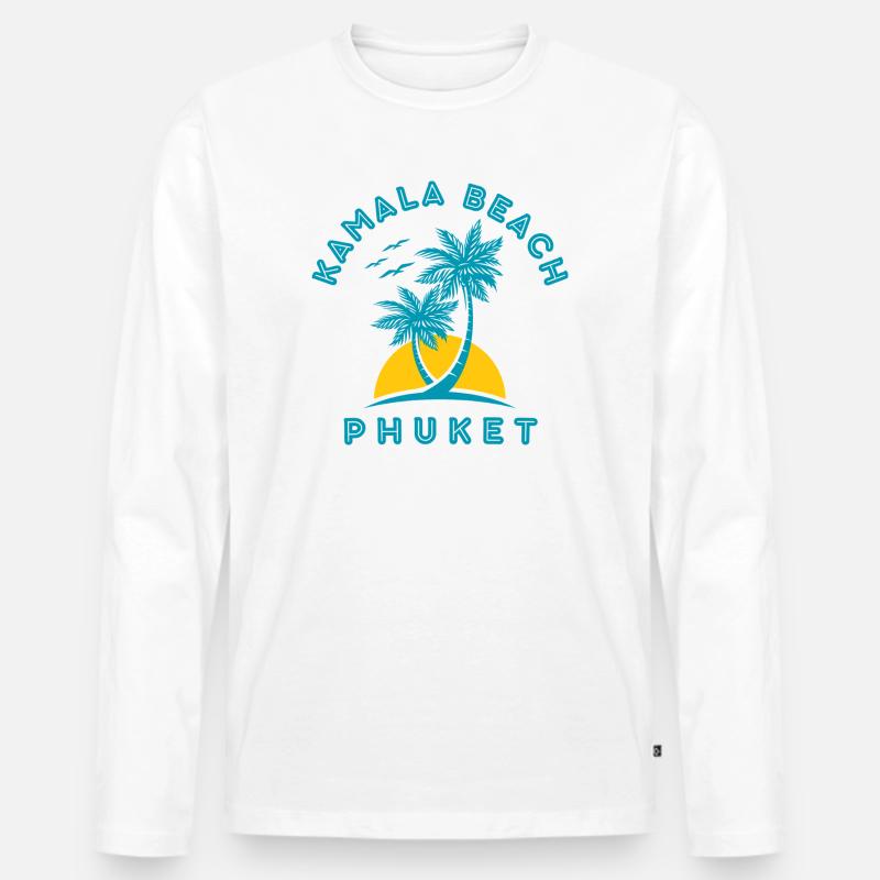 Kamala Beach Phuket Sonnenuntergangspalme - Männer Premium Bio Langarmshirt - Weiß