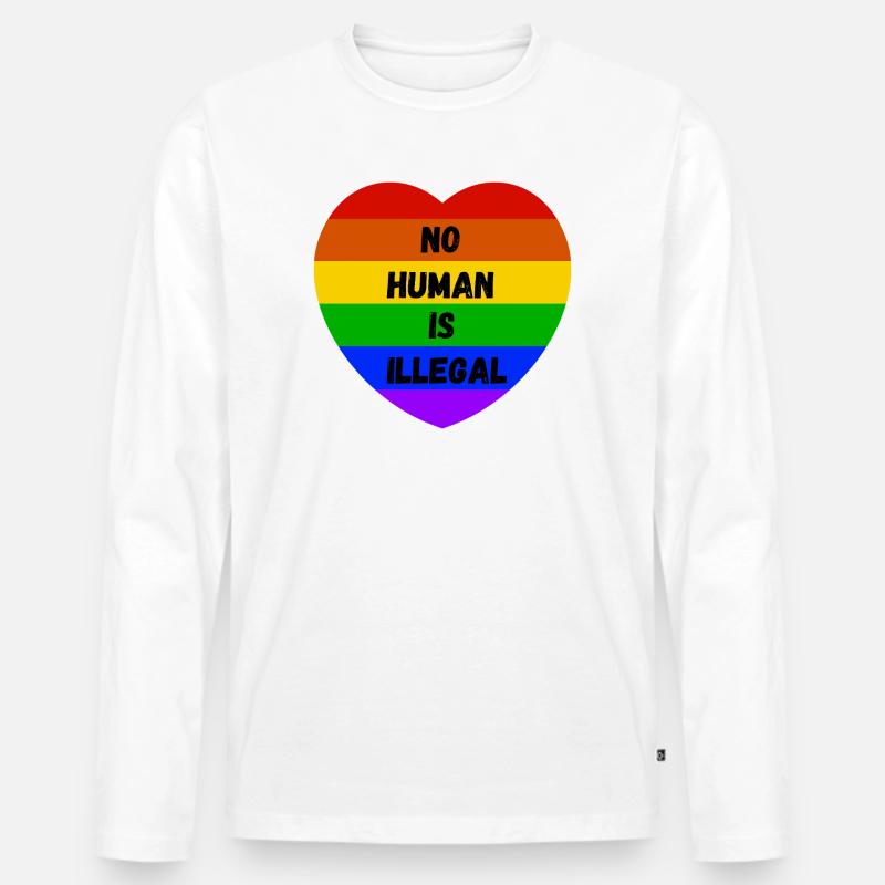  No Human Is Illegal - Männer Premium Bio Langarmshirt - Weiß
