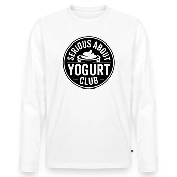 Joghurt-Liebhaber lustiger Spruch - Männer Premium Bio Langarmshirt - Weiß - Vorne - Nico (187cm)