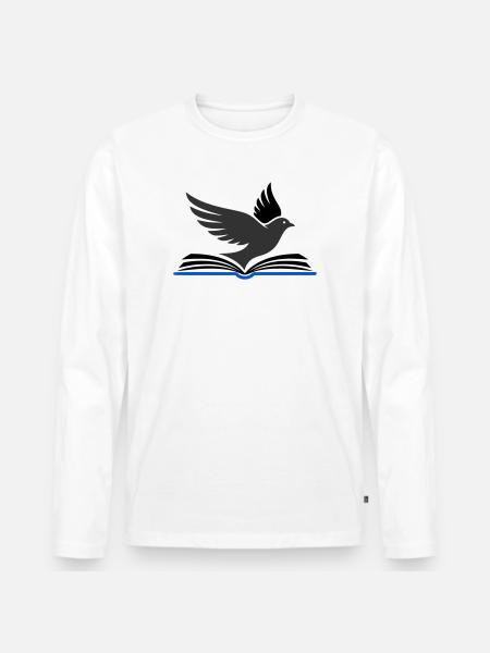 Bird flies out of book - Men's Premium Organic Long Sleeve Shirt - white