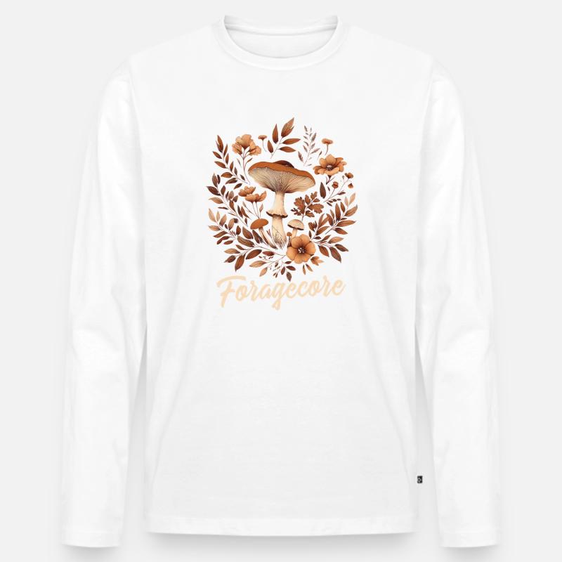 Sammel Ästhetik | Pilze Wald Herbst - Männer Premium Bio Langarmshirt - Weiß