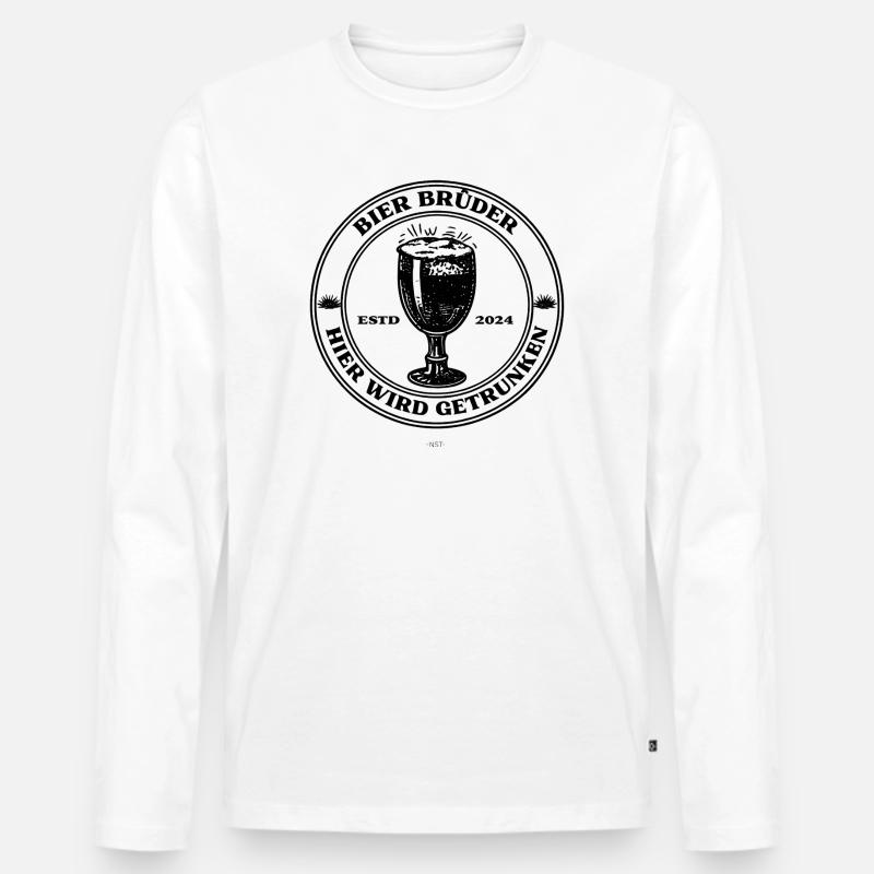 BierBrüder. Hier wird getrunken. - Männer Premium Bio Langarmshirt - Weiß
