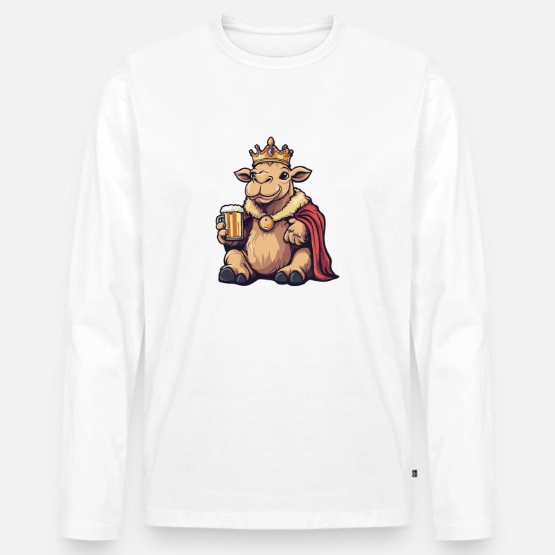 Kamel Bier König - Männer Premium Bio Langarmshirt - Weiß