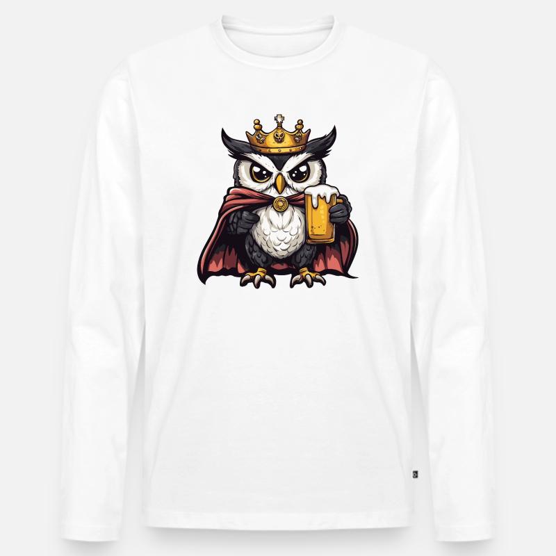 Eule Bier König - Männer Premium Bio Langarmshirt - Weiß