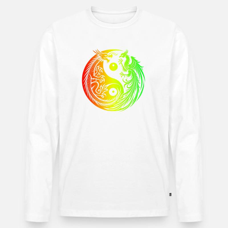 Yin Yang Drache und Phönix - Männer Premium Bio Langarmshirt - Weiß