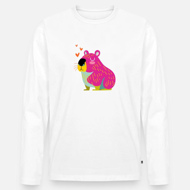 Glückliches Kapybara - Männer Premium Bio Langarmshirt - Weiß