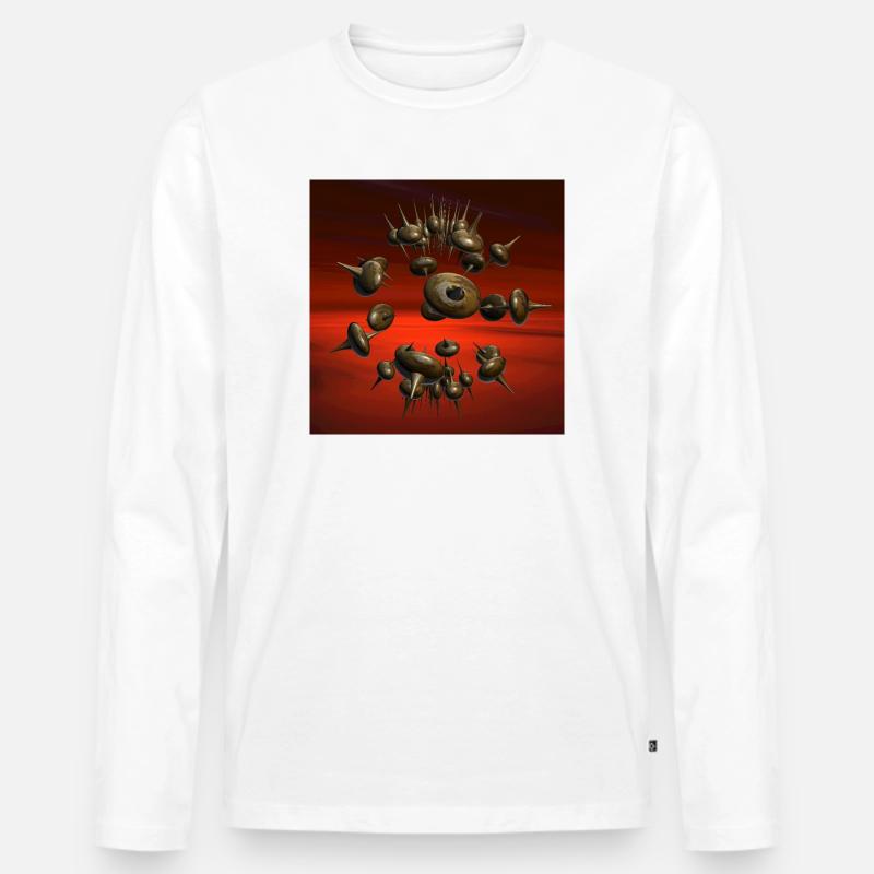 Stachelringe im Orbit - Männer Premium Bio Langarmshirt - Weiß