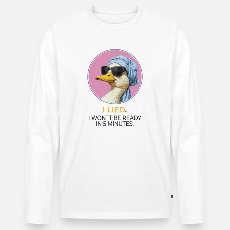 Stylische Ente – I Lied Statement Design - Männer Premium Bio Langarmshirt - Weiß