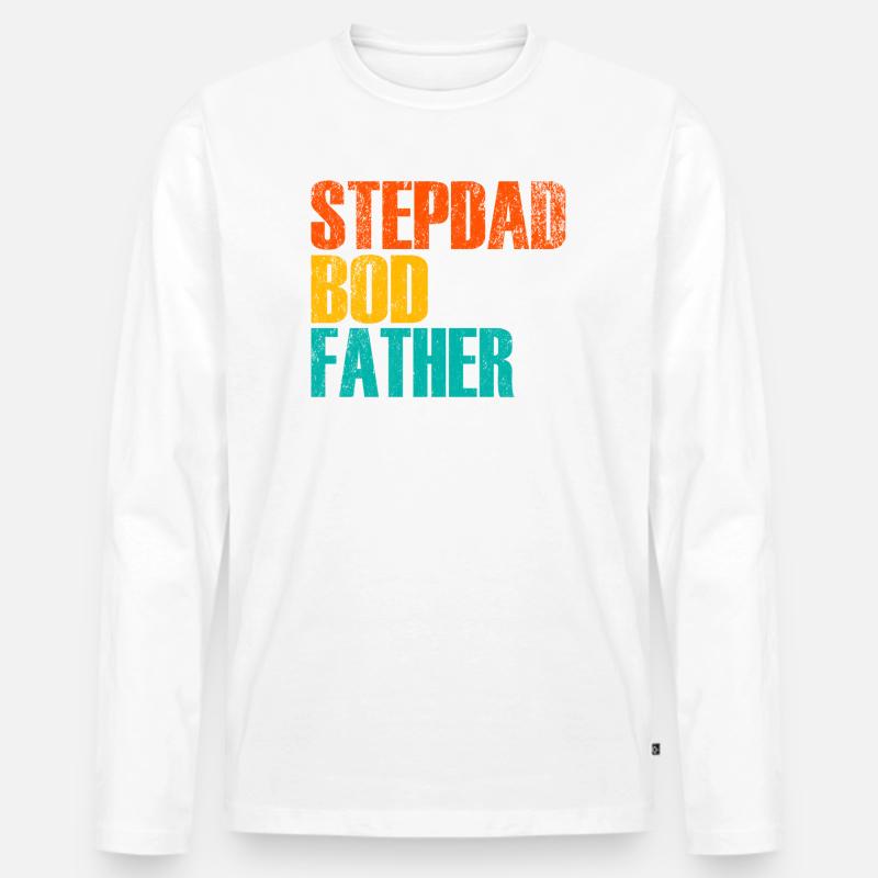 Stepdad Bod Father Figure Gradient - Männer Premium Bio Langarmshirt - Weiß