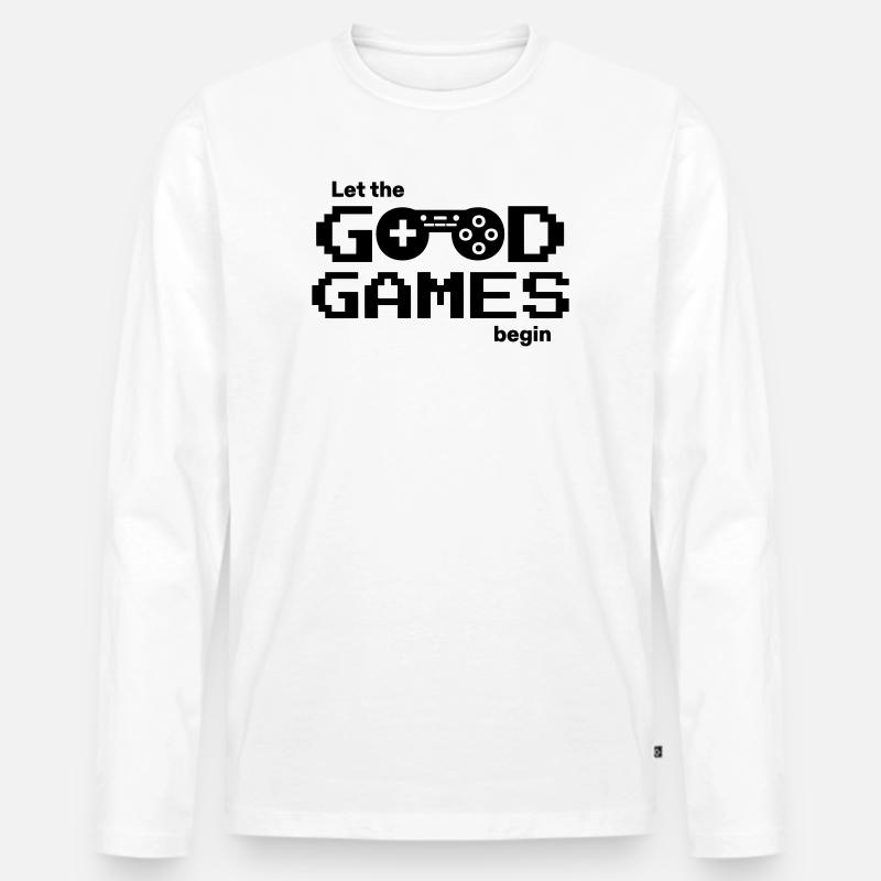 Let the good games begin – Pixel-Controller - Männer Premium Bio Langarmshirt - Weiß