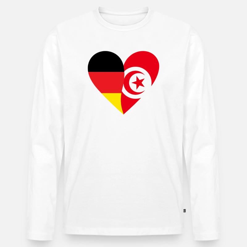 Herz der zwei Länder - Männer Premium Bio Langarmshirt - Weiß