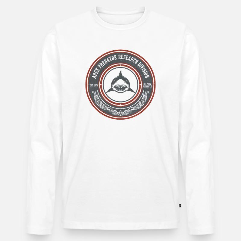 Emblema di Ricerca sui Predatori Apex - Maglia a manica lunga ecologica premium da uomo - bianco