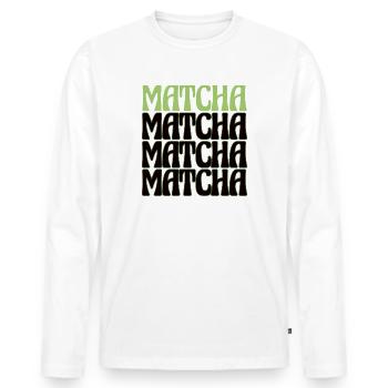Matcha Retro Tee Liebhaber Design - Männer Premium Bio Langarmshirt - Weiß - Vorne - Nico (187cm)