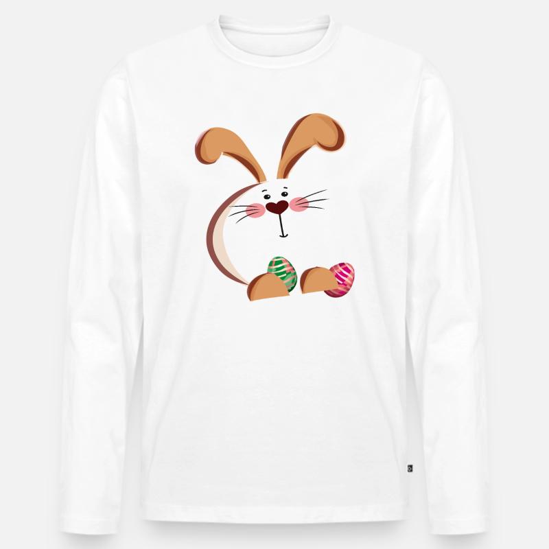 Osterhase und bunte Eier - Männer Premium Bio Langarmshirt - Weiß