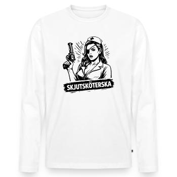 Infirmière de tir - T-shirt manches longues Premium bio Homme - blanc - Devant - Nico (187cm)