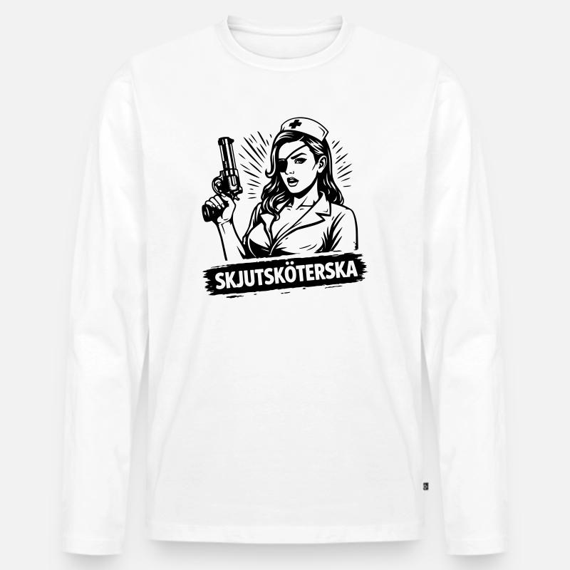 Erschießende Krankenschwester - Männer Premium Bio Langarmshirt - Weiß