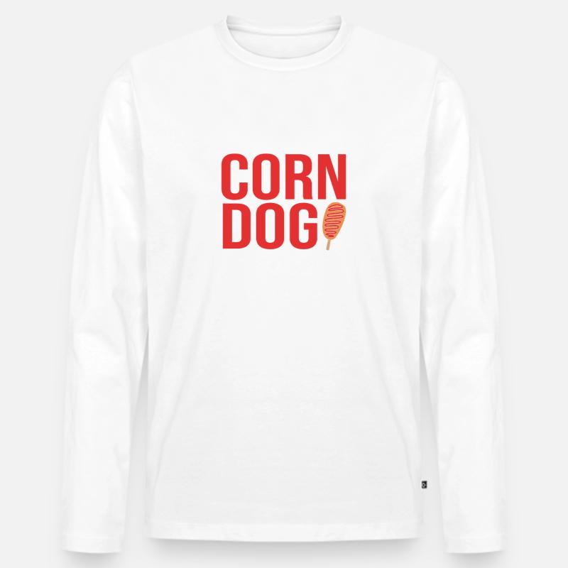 Corn Dog - Männer Premium Bio Langarmshirt - Weiß
