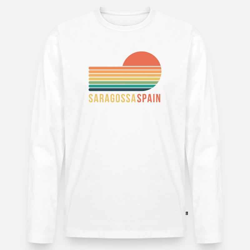 Saragossa, Spanien - Männer Premium Bio Langarmshirt - Weiß