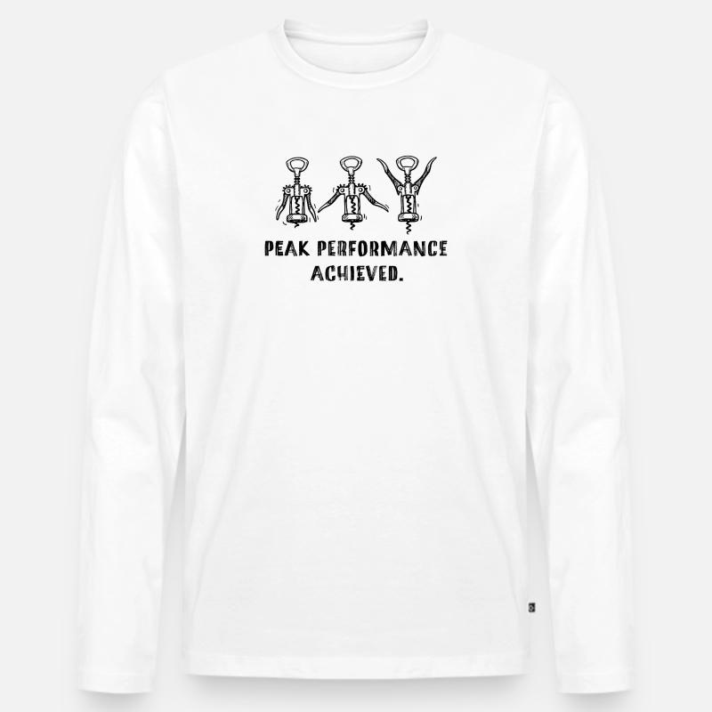 Peak Performance Achieved – Ironischer Trinkspruch - Männer Premium Bio Langarmshirt - Weiß