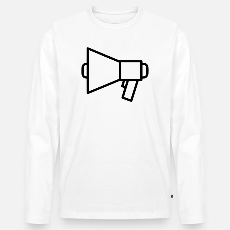 Megafon Lautsprecher Protest - Männer Premium Bio Langarmshirt - Weiß