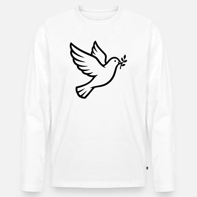 Friedenstaube Zweig Peace - Männer Premium Bio Langarmshirt - Weiß