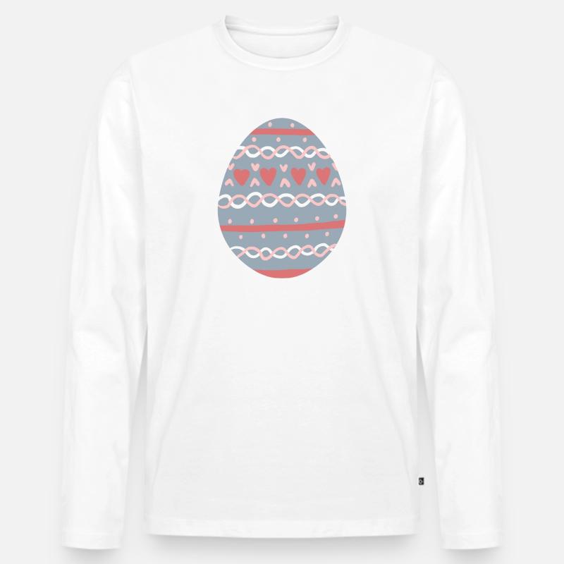 Pastel Hearts Egg Pattern - Männer Premium Bio Langarmshirt - Weiß