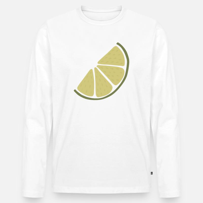 Lime Slice Minimalistische Limette - Männer Premium Bio Langarmshirt - Weiß
