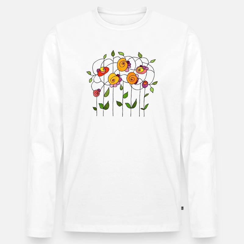 Blumen - Männer Premium Bio Langarmshirt - Weiß