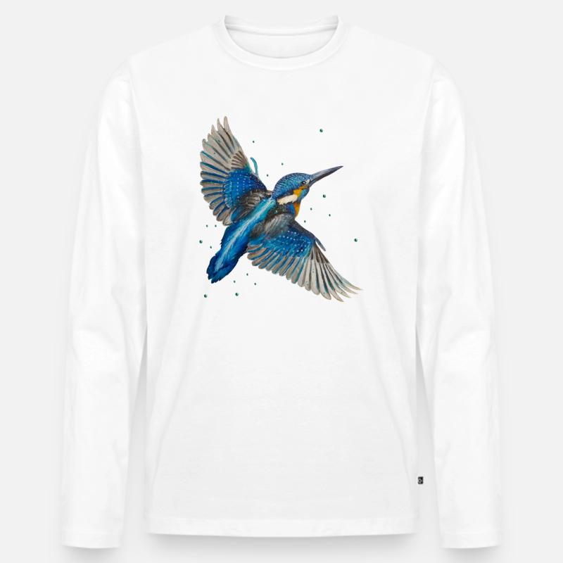 Eisvogel im Flug - Männer Premium Bio Langarmshirt - Weiß