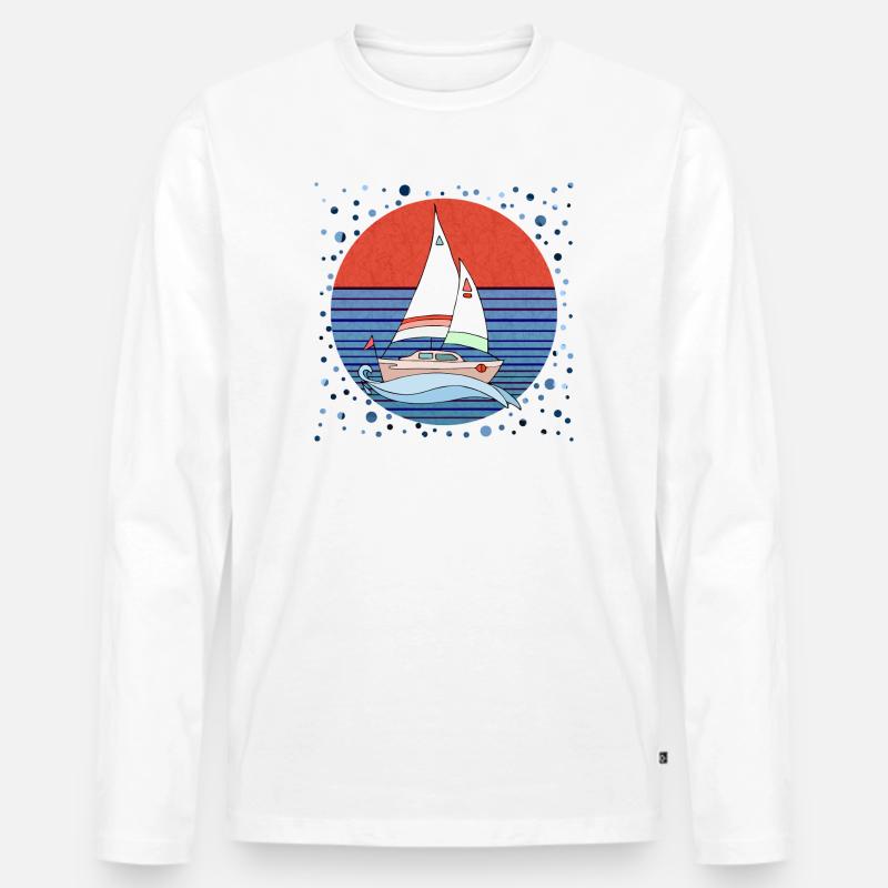 Segelboot - Männer Premium Bio Langarmshirt - Weiß