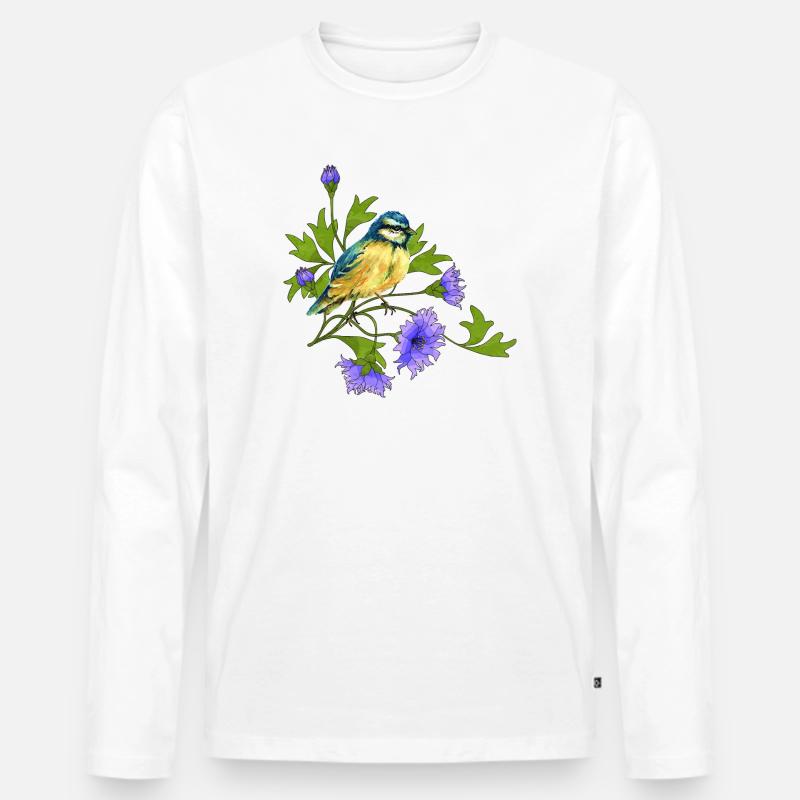 Bunter Vogel - Männer Premium Bio Langarmshirt - Weiß