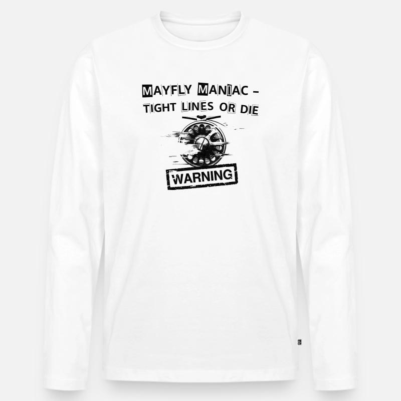 Mayfly Maniac Kampflinien Abschlag - Männer Premium Bio Langarmshirt - Weiß