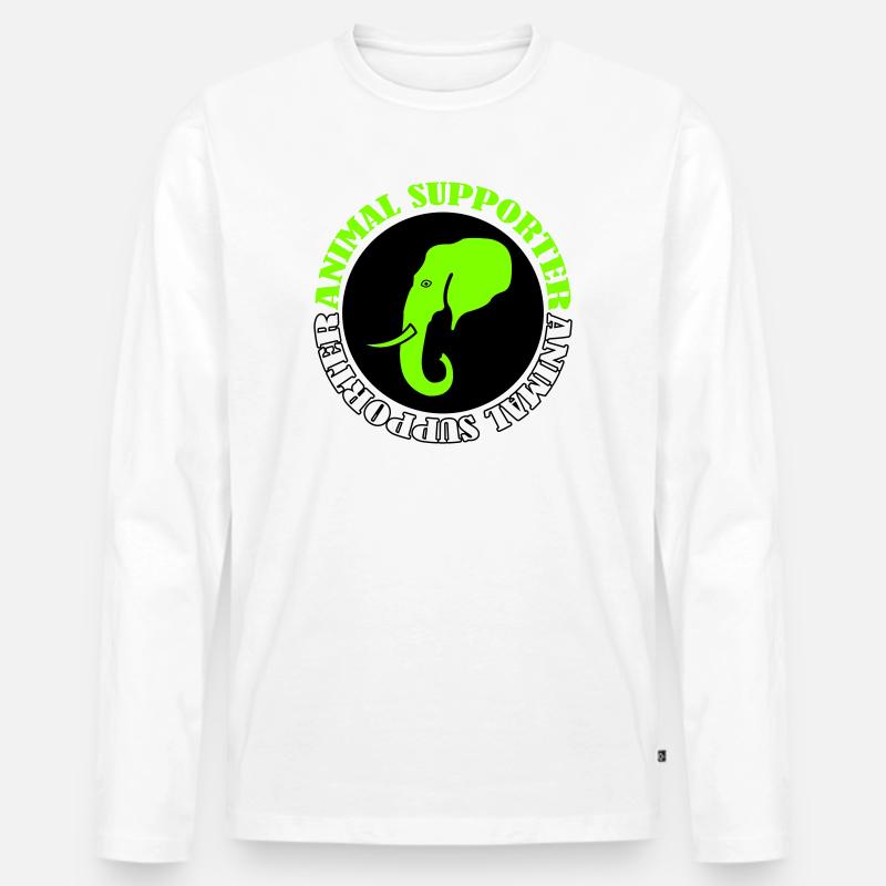  Elefant Tierunterstützer - Männer Premium Bio Langarmshirt - Weiß