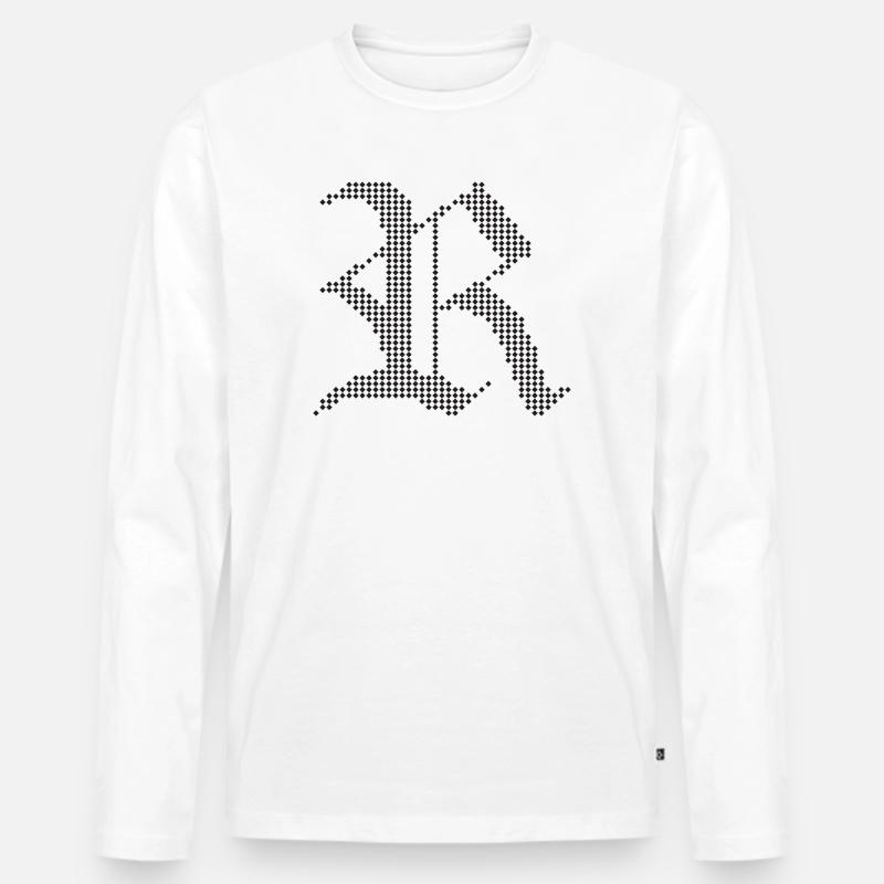 Typografisches R-Gotik-Buchstabendesign - Männer Premium Bio Langarmshirt - Weiß