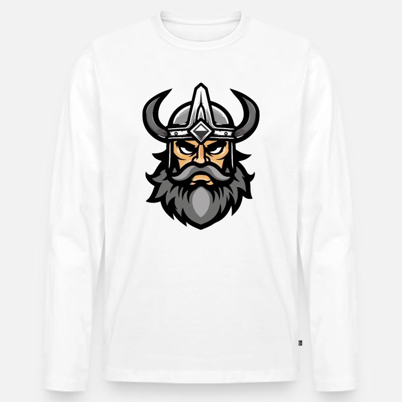 Wikinger Kopf Valhalla - Männer Premium Bio Langarmshirt - Weiß